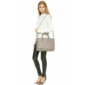 Tory Burch Robinson Tote Taupe Gray Taupe Leather